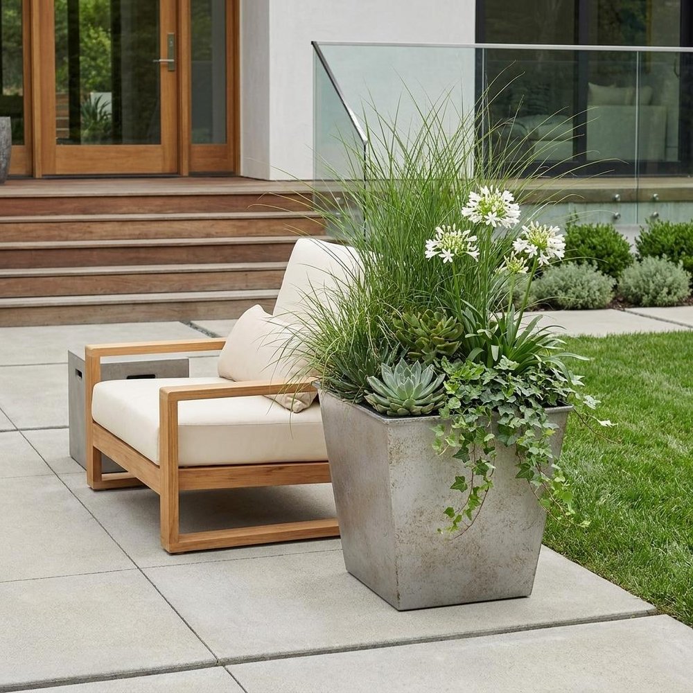 Gray Recycled Plastic Indoor Outdoor Square Pot Planter - 5-inch