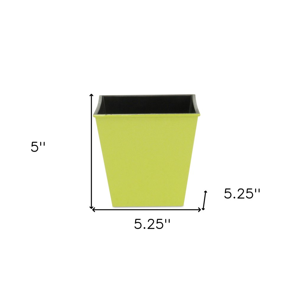 Lime Green Recycled Plastic Indoor Outdoor Square Pot Planter - 5-inch