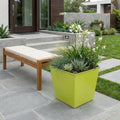 Lime Green Recycled Plastic Indoor Outdoor Square Pot Planter - 5-inch
