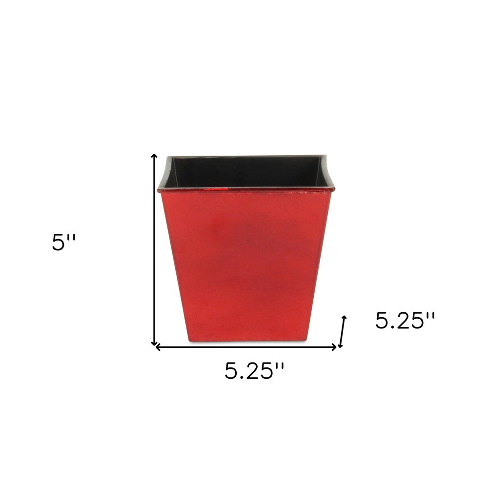 Red Recycled Plastic Indoor Outdoor Square Pot Planter - 5-inch