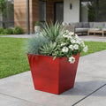 Red Recycled Plastic Indoor Outdoor Square Pot Planter - 5-inch