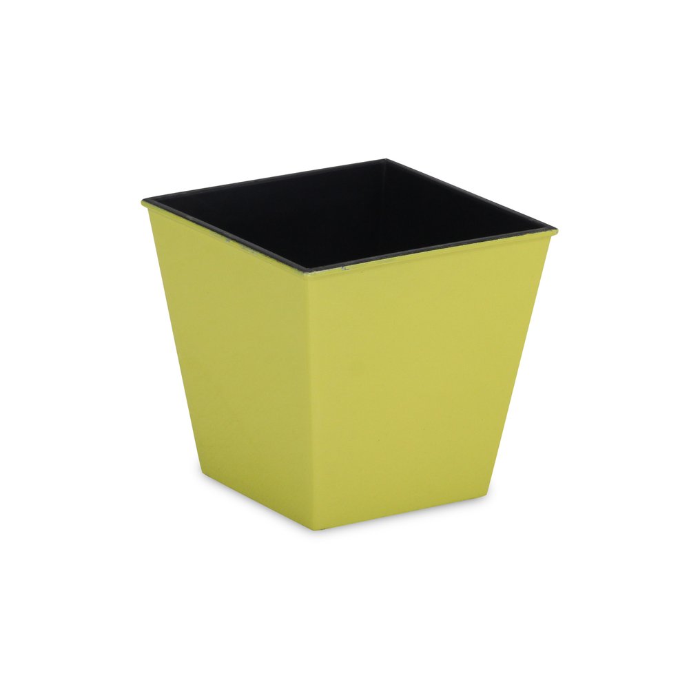 Yellow Recycled Plastic Indoor Outdoor Square Pot Planter - 5-inch