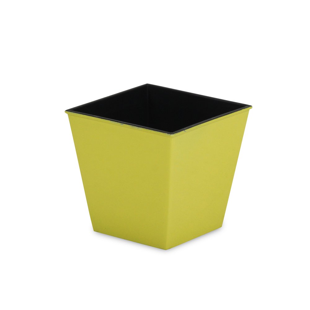 Yellow Recycled Plastic Indoor Outdoor Square Pot Planter - 5-inch