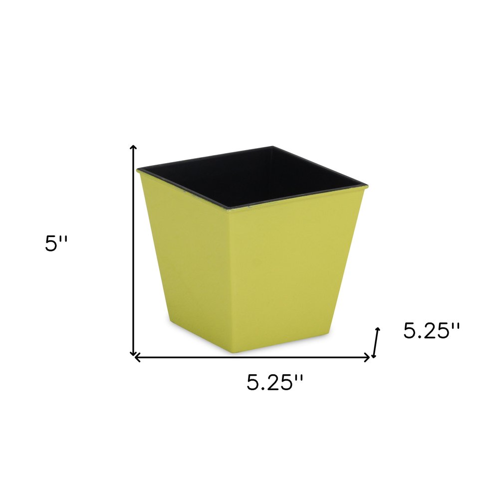 Yellow Recycled Plastic Indoor Outdoor Square Pot Planter - 5-inch