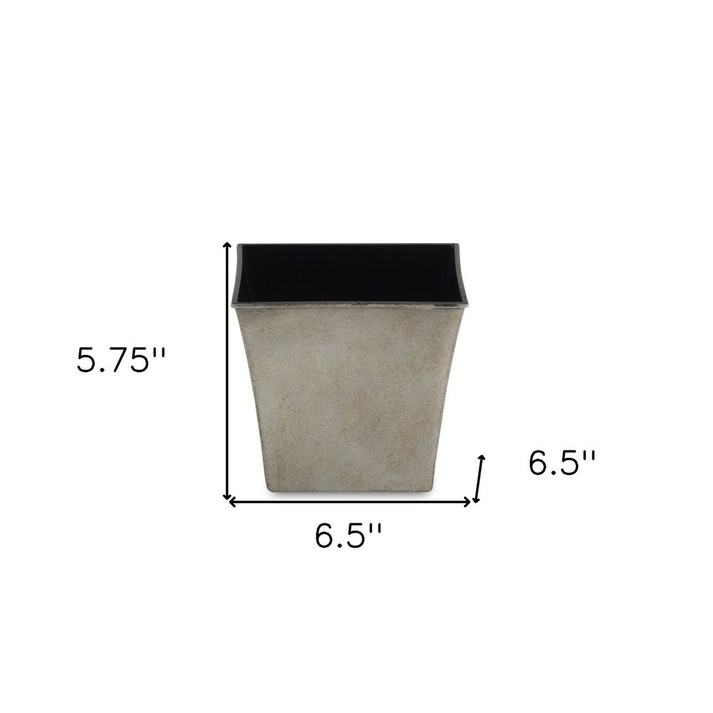 Gray Recycled Plastic Indoor Outdoor Square Pot Planter - 7-inch