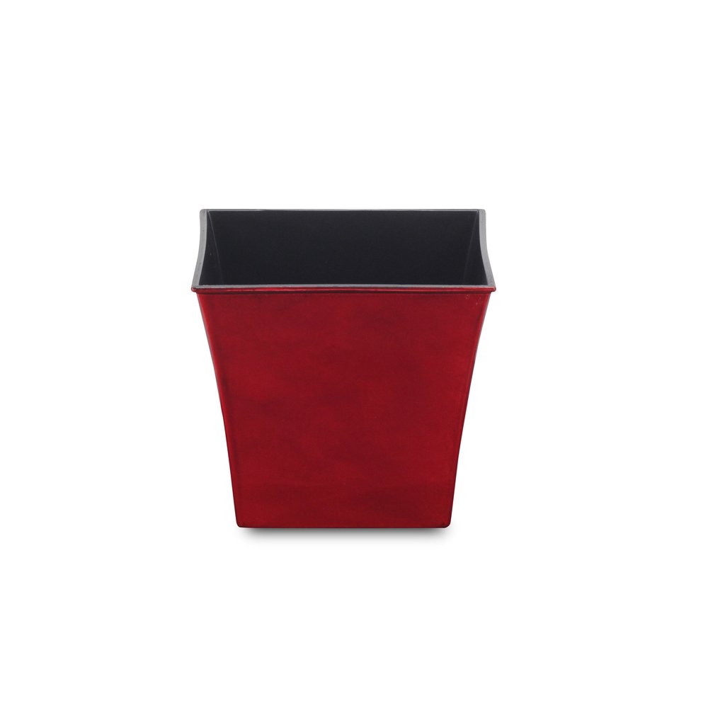 Red Recycled Plastic Indoor Outdoor Square Pot Planter - 7-inch