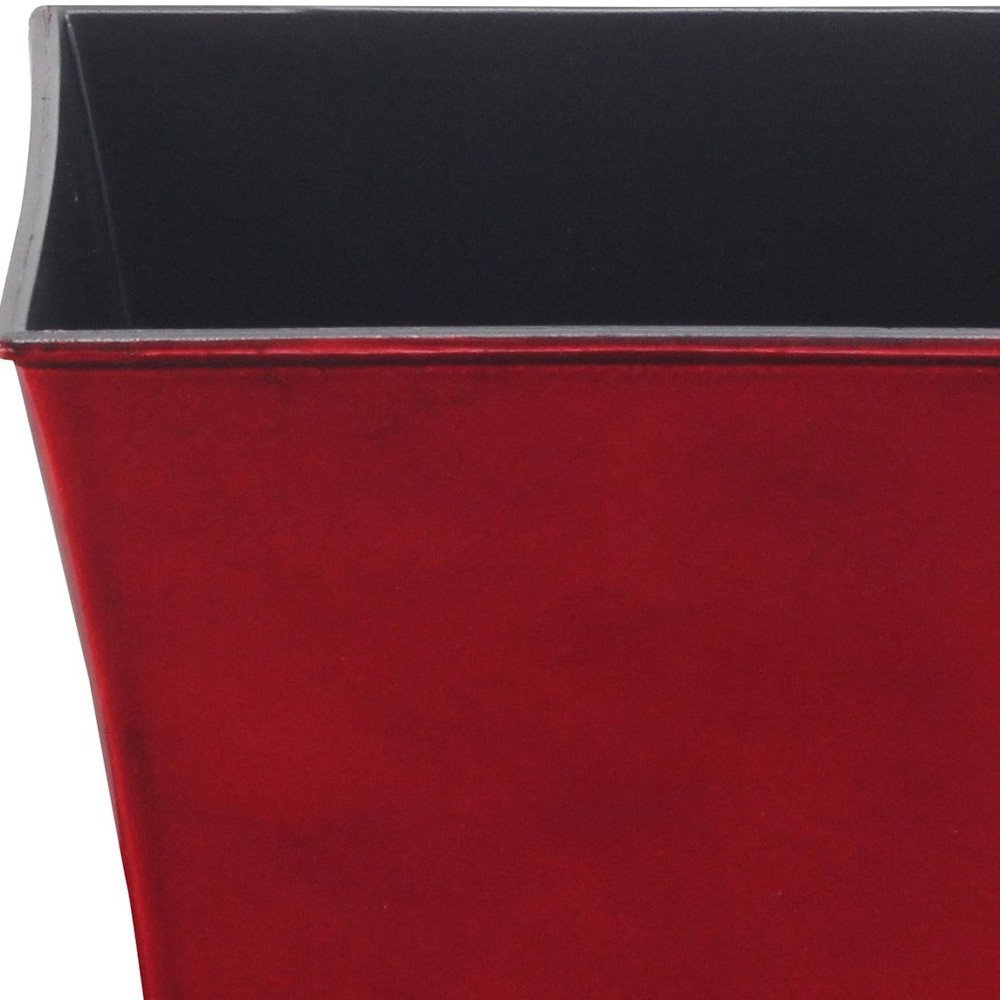 Red Recycled Plastic Indoor Outdoor Square Pot Planter - 7-inch
