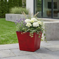 Red Recycled Plastic Indoor Outdoor Square Pot Planter - 7-inch