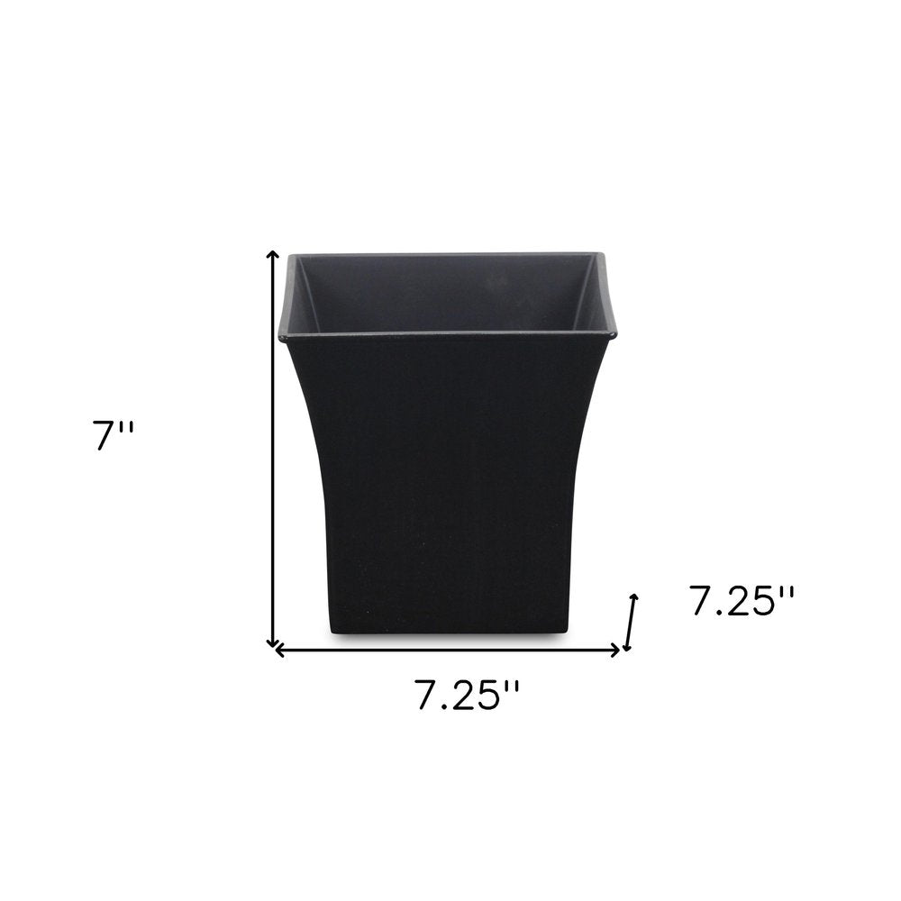 Black Recycled Plastic Indoor Outdoor Square Pot Planter - 7-inch