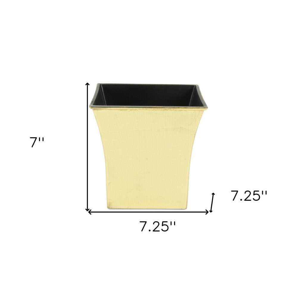 Gold Recycled Plastic Indoor Outdoor Square Pot Planter - 7-inch