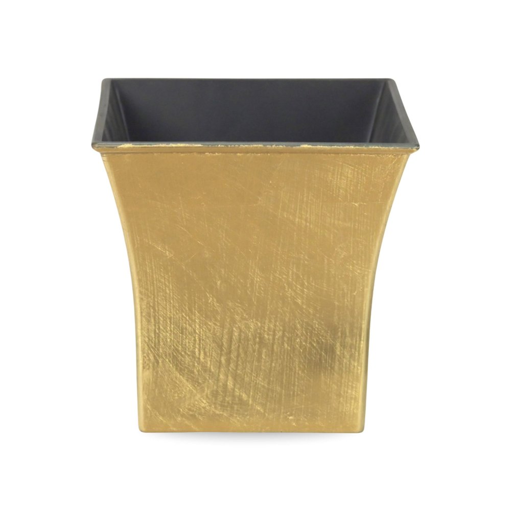 Gold Recycled Plastic Indoor Outdoor Square Pot Planter - 7-inch