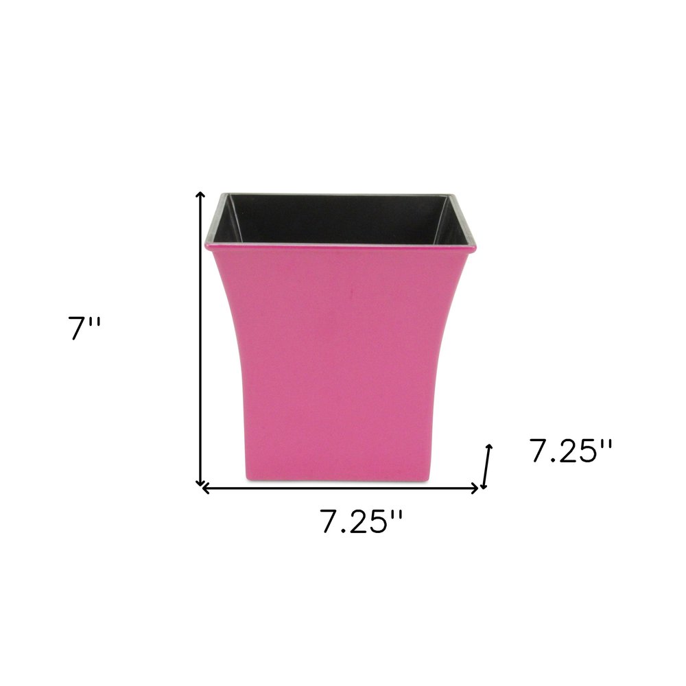 Hot Pink Recycled Plastic Indoor Outdoor Square Pot Planter - 7-inch