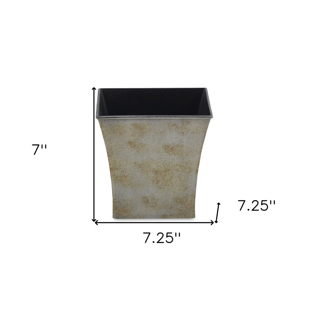 Gray Recycled Plastic Indoor Outdoor Square Pot Planter - 7-inch