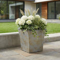 Gray Recycled Plastic Indoor Outdoor Square Pot Planter - 7-inch