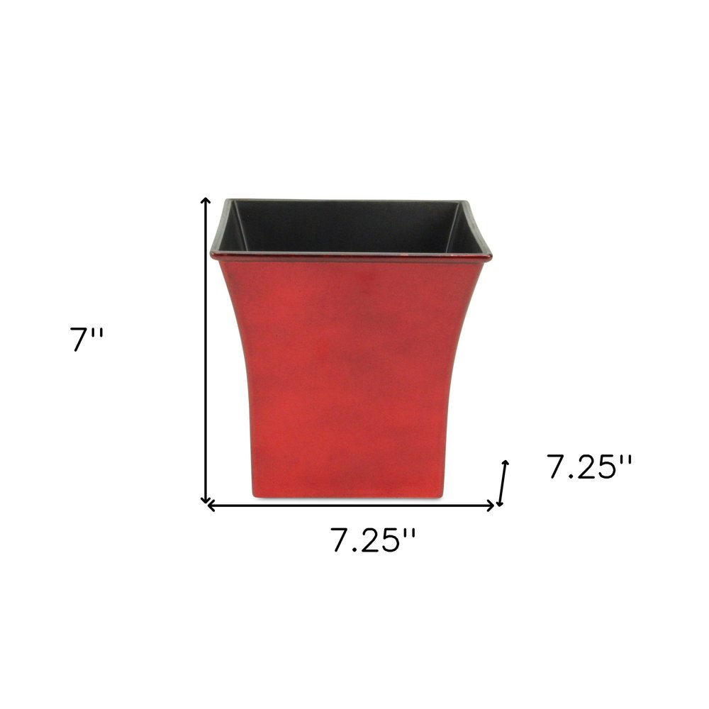 Red Recycled Plastic Indoor Outdoor Square Pot Planter - 7-inch