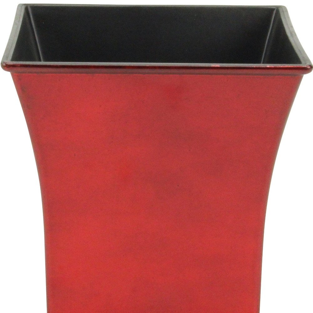 Red Recycled Plastic Indoor Outdoor Square Pot Planter - 7-inch