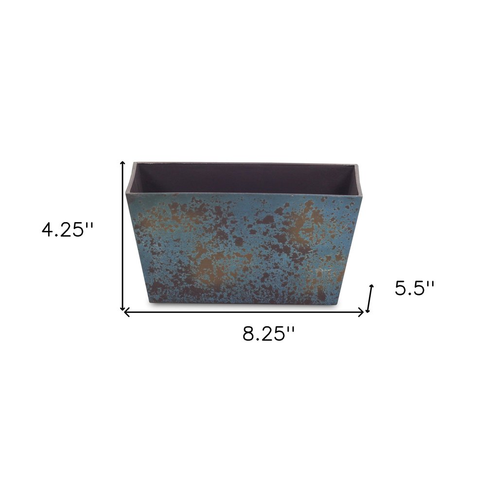 Blue Recycled Plastic Indoor Outdoor Rectangular Planter Box - 8-inch