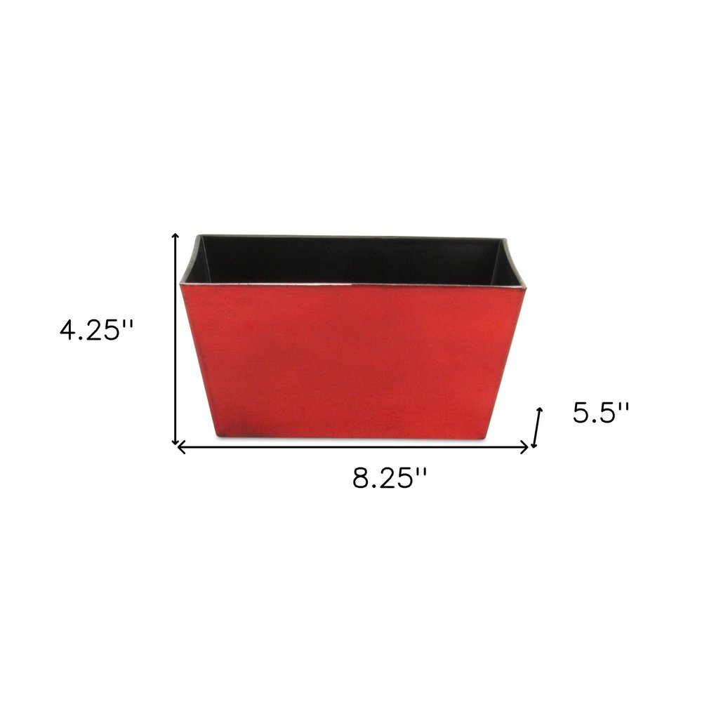 Red Recycled Plastic Indoor Outdoor Rectangular Planter Box - 8-inch