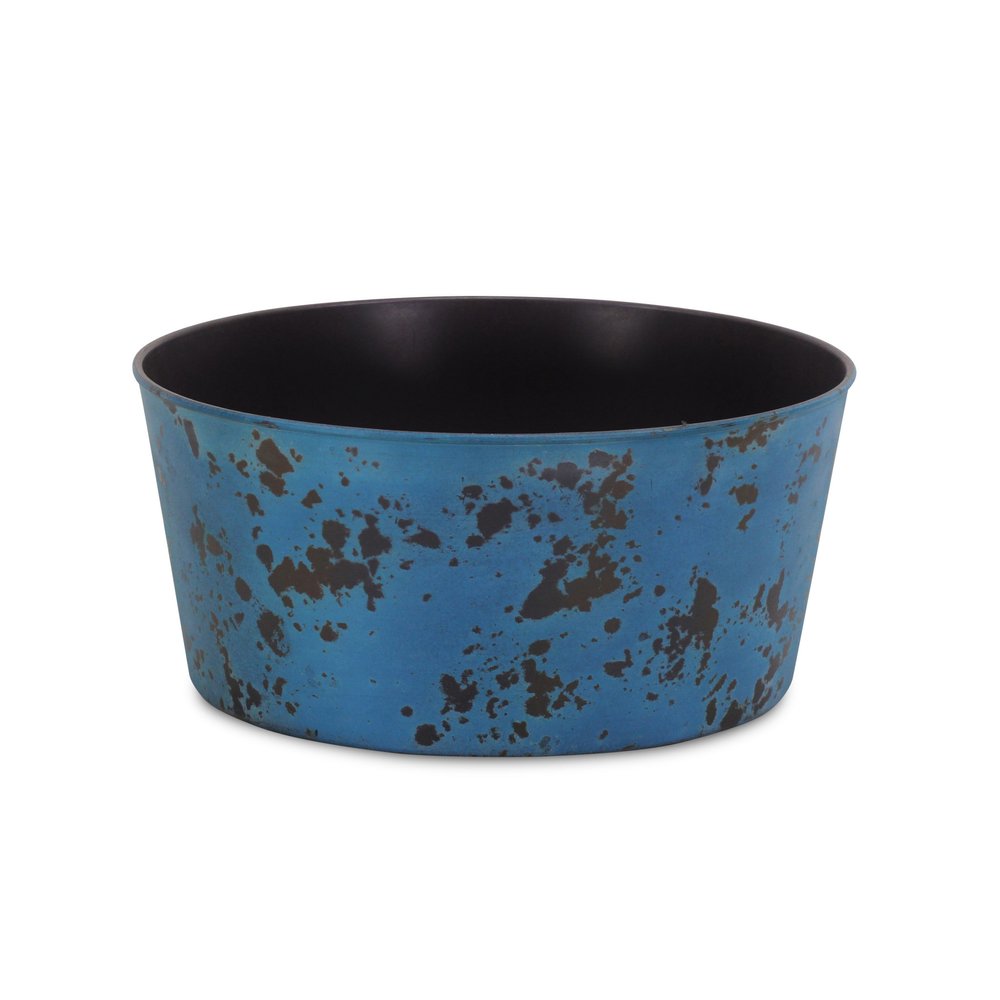 Blue Recycled Plastic Indoor Outdoor Round Pot Planter - 12-inch