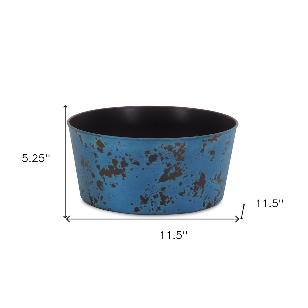 Blue Recycled Plastic Indoor Outdoor Round Pot Planter - 12-inch