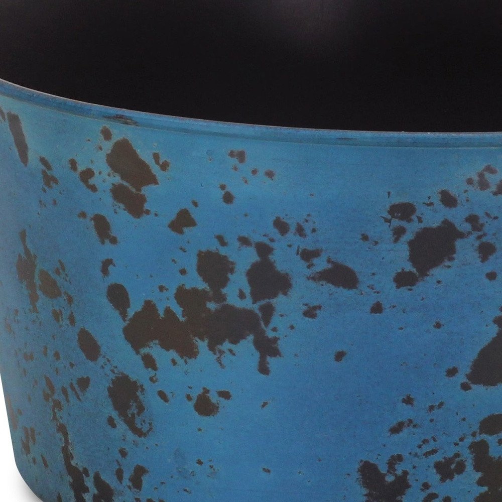 Blue Recycled Plastic Indoor Outdoor Round Pot Planter - 12-inch