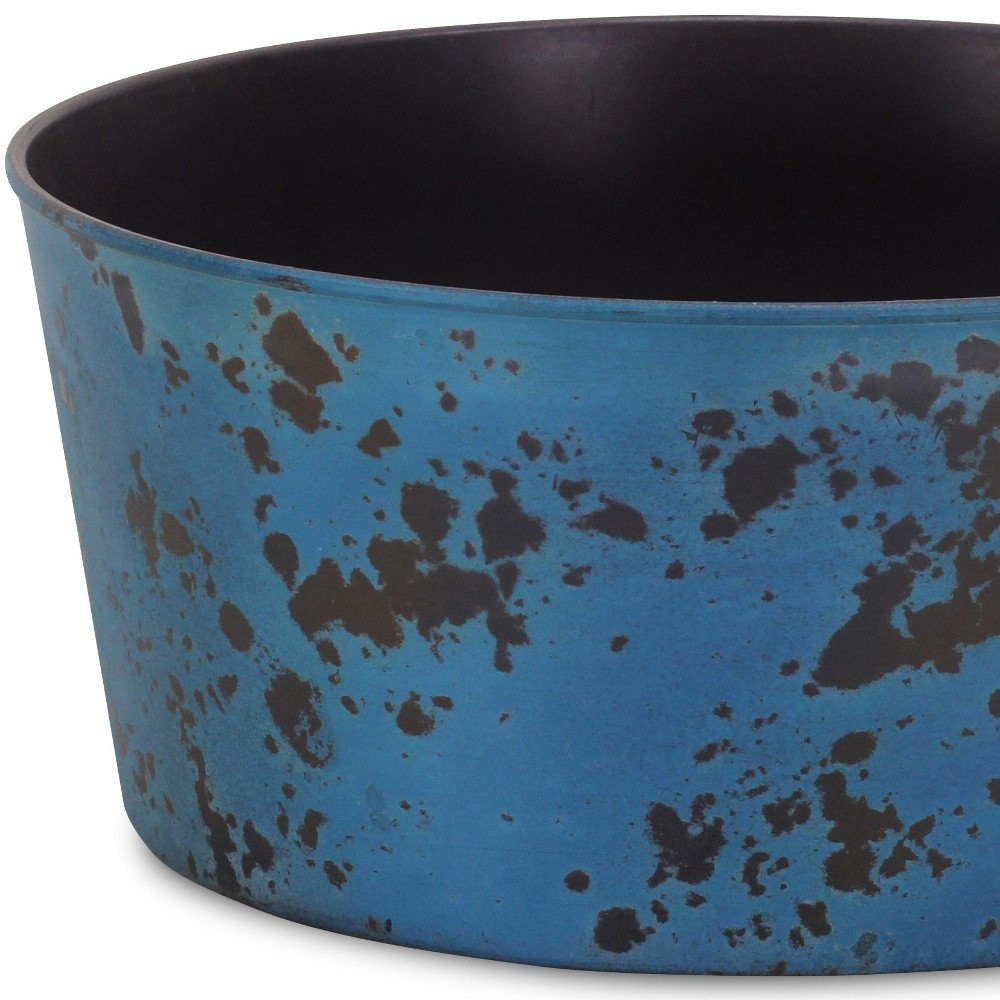 Blue Recycled Plastic Indoor Outdoor Round Pot Planter - 12-inch