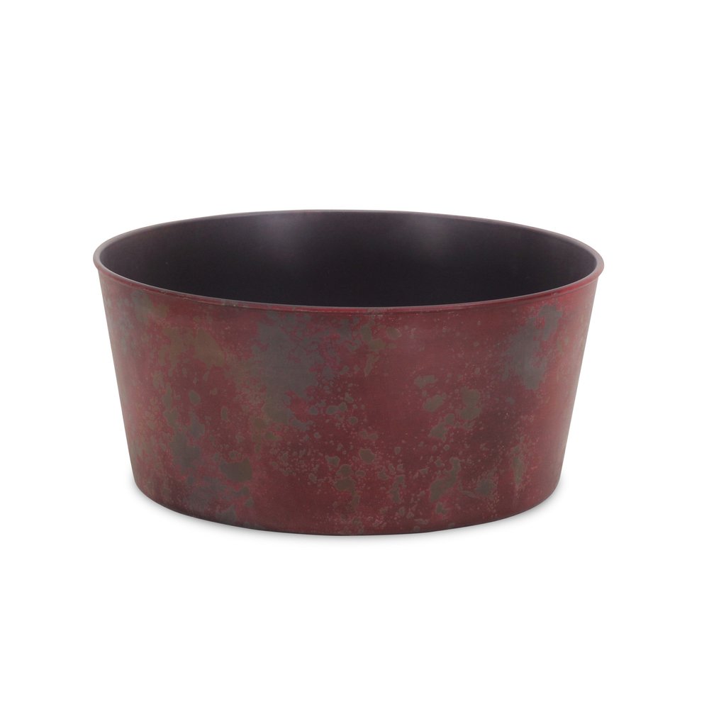Red Recycled Plastic Indoor Outdoor Round Pot Planter - 12-inch