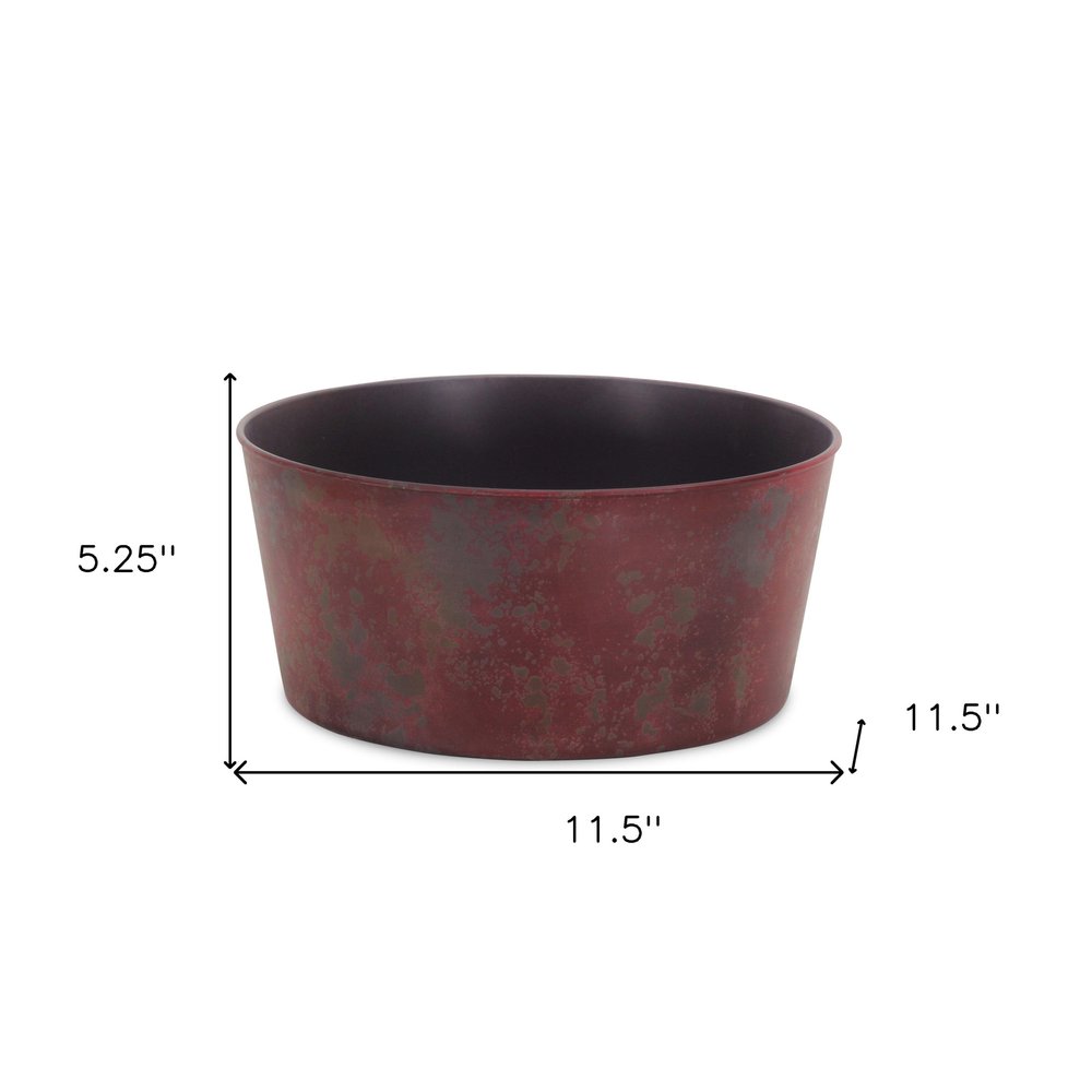 Red Recycled Plastic Indoor Outdoor Round Pot Planter - 12-inch