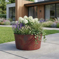 Red Recycled Plastic Indoor Outdoor Round Pot Planter - 12-inch