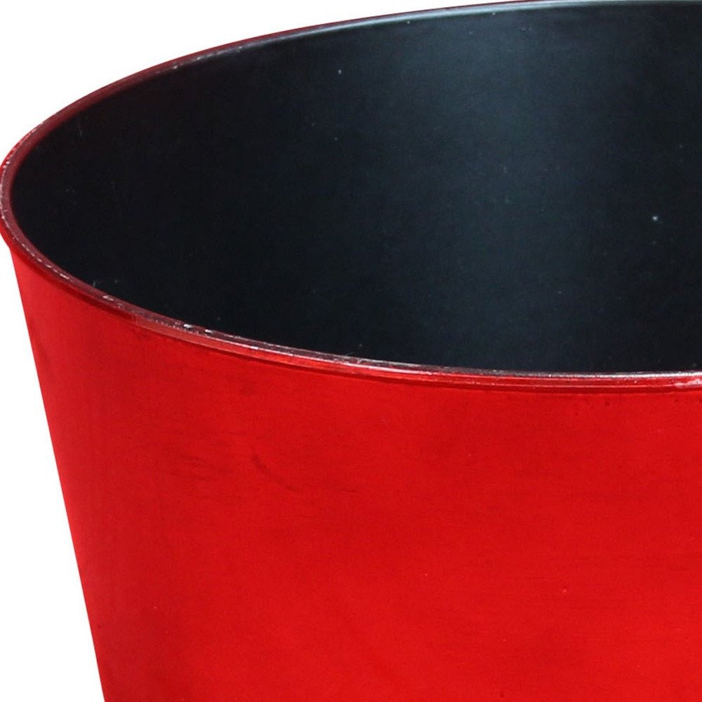 Red Recycled Plastic Indoor Outdoor Round Pot Planter - 12-inch