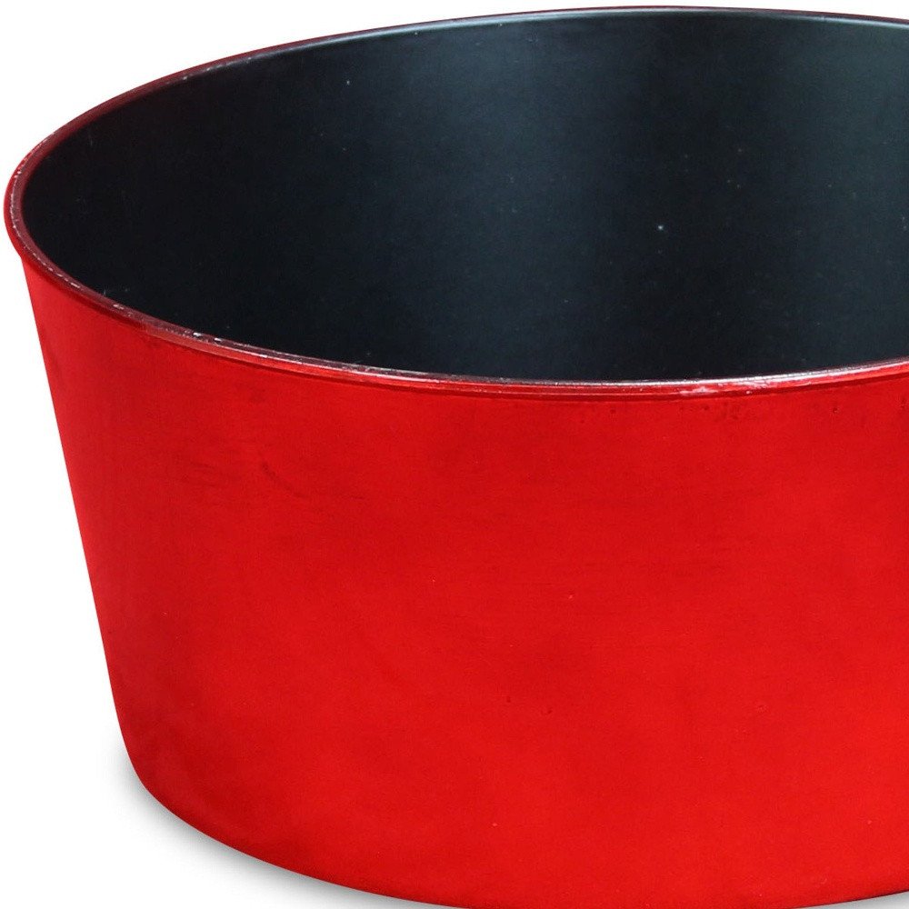 Red Recycled Plastic Indoor Outdoor Round Pot Planter - 12-inch