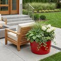 Red Recycled Plastic Indoor Outdoor Round Pot Planter - 12-inch
