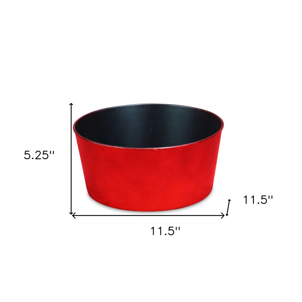 Red Recycled Plastic Indoor Outdoor Round Pot Planter - 12-inch