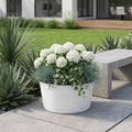 White Recycled Plastic Indoor Outdoor Round Pot Planter - 12-inch