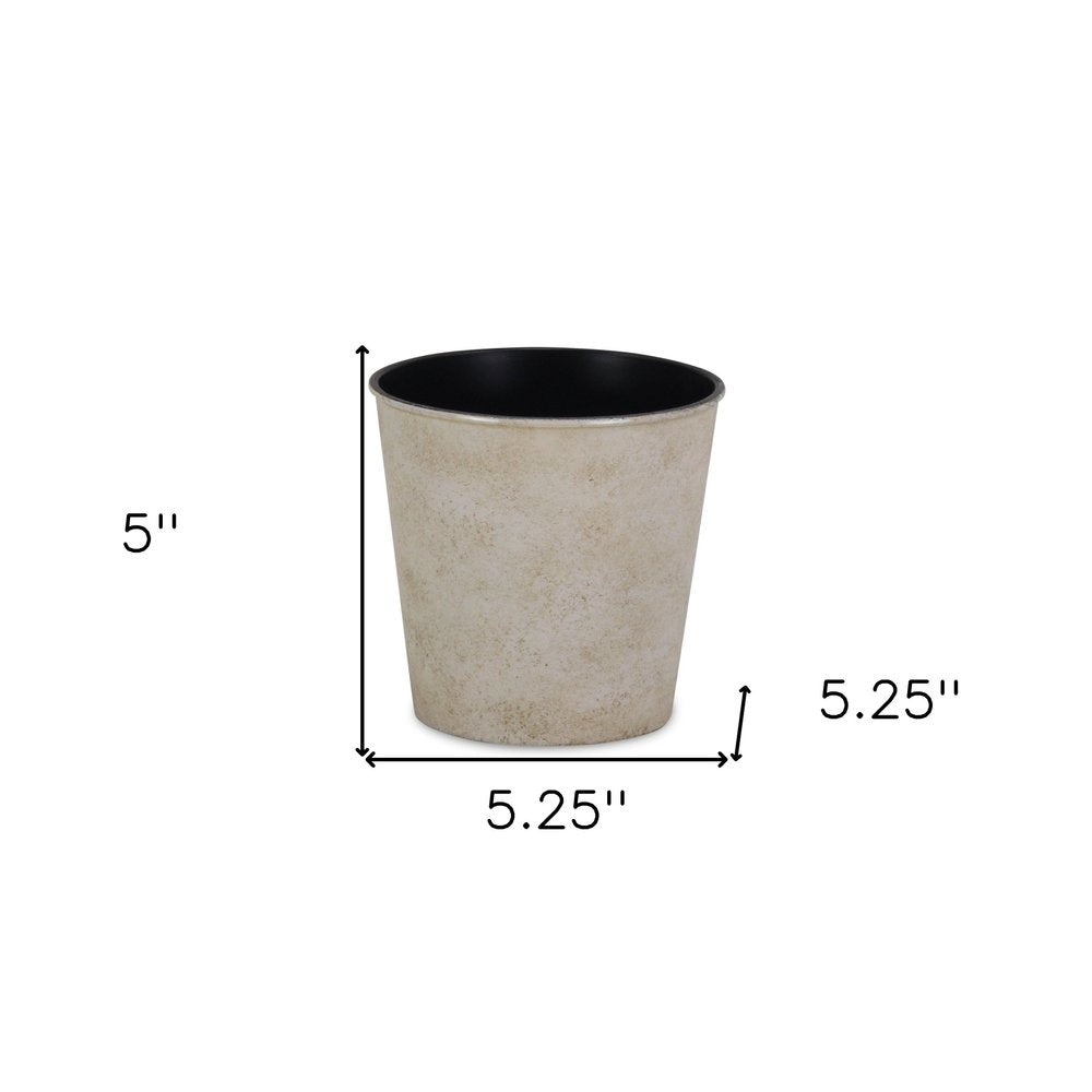 Cream Recycled Plastic Indoor Outdoor Round Pot Planter - 5-inch