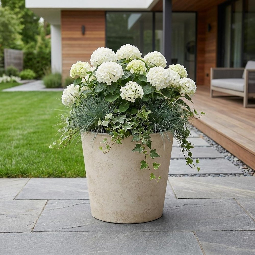Cream Recycled Plastic Indoor Outdoor Round Pot Planter - 5-inch