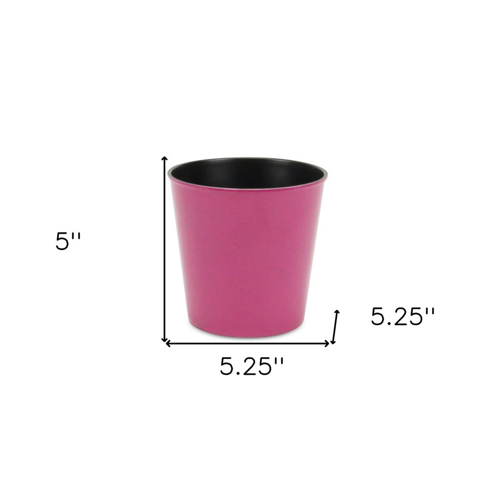 Hot Pink Recycled Plastic Indoor Outdoor Round Pot Planter - 5-inch