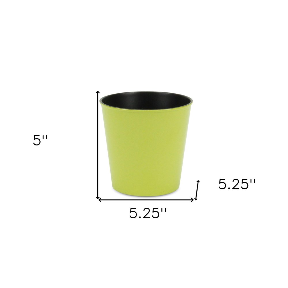 Lime Green Recycled Plastic Indoor Outdoor Round Pot Planter - 5-inch