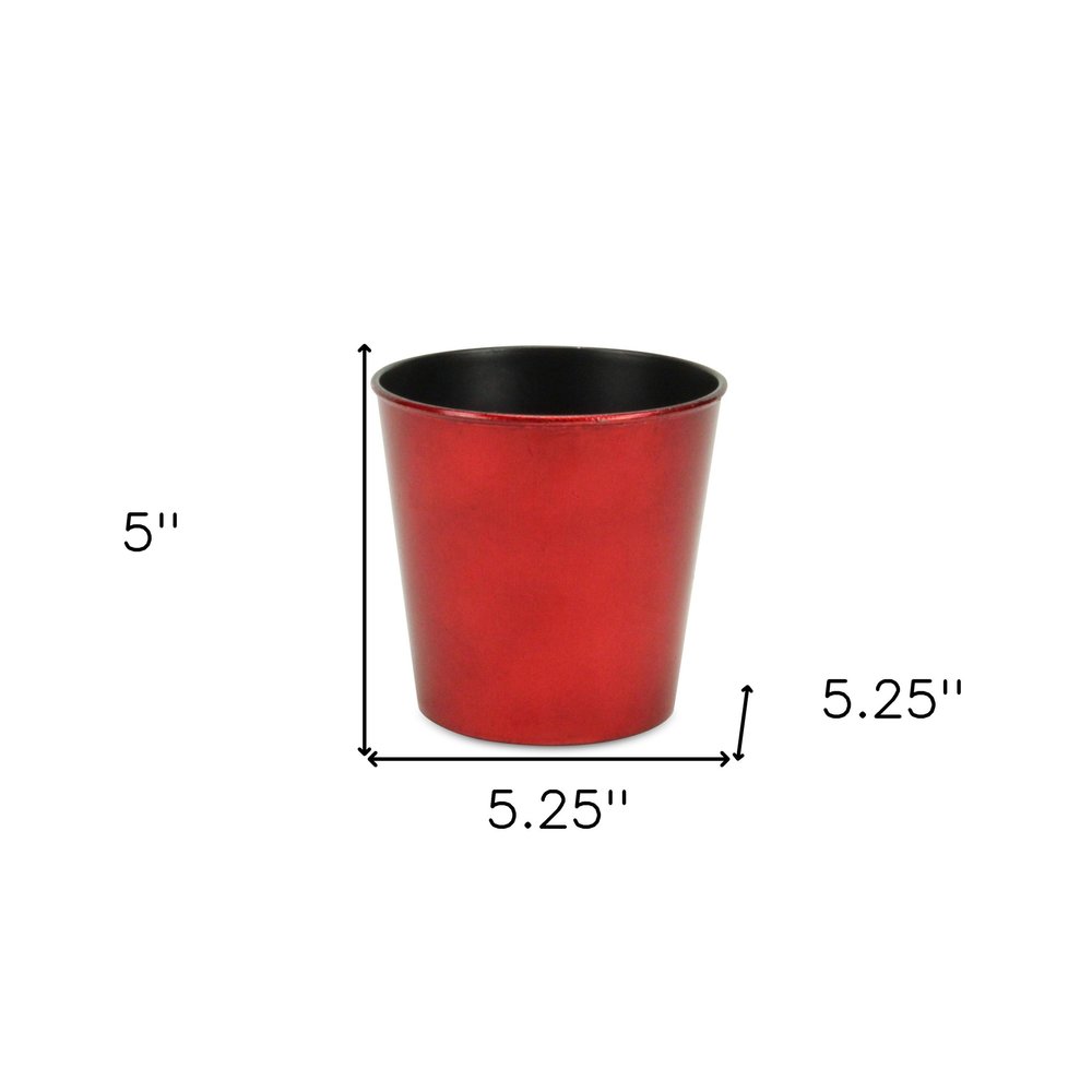 Red Recycled Plastic Indoor Outdoor Round Pot Planter - 5-inch