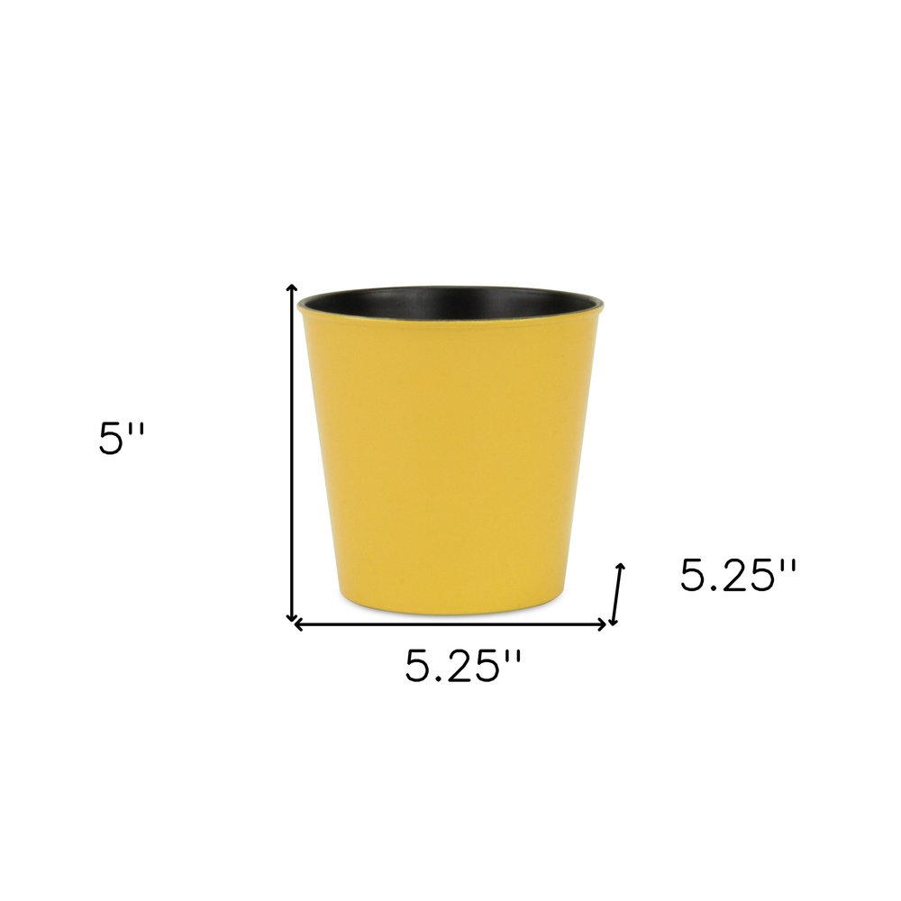 Yellow Recycled Plastic Indoor Outdoor Round Pot Planter - 5-inch