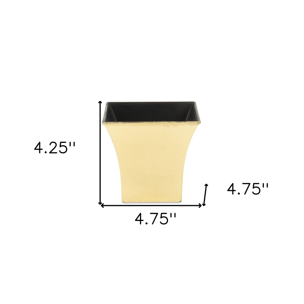 Gold Recycled Plastic Indoor Outdoor Square Pot Planter - 5-inch
