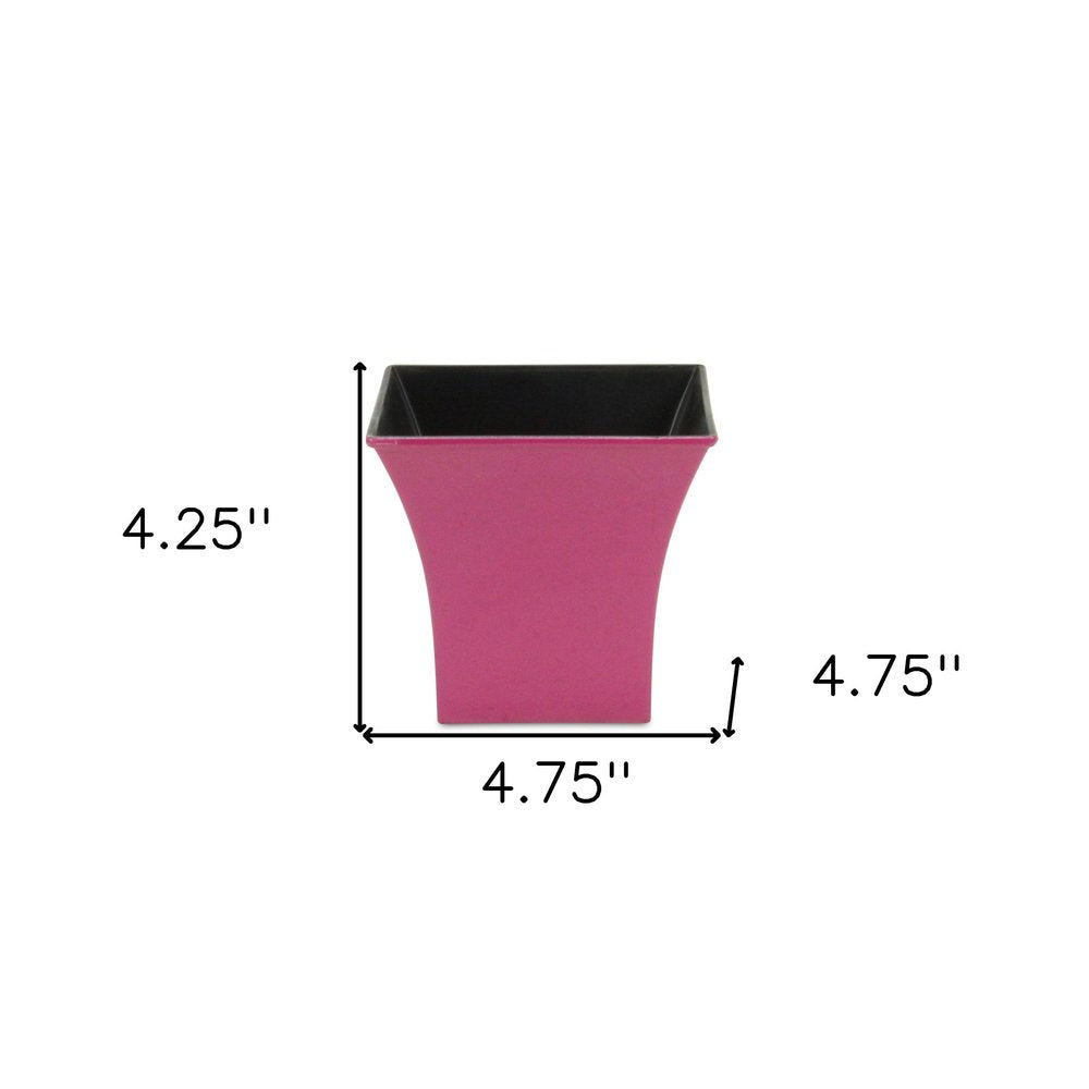 Hot Pink Recycled Plastic Indoor Outdoor Square Pot Planter - 5-inch