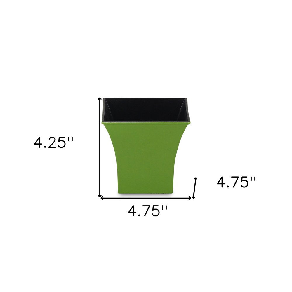 Lime Green Recycled Plastic Indoor Outdoor Square Pot Planter - 5-inch