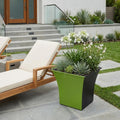 Lime Green Recycled Plastic Indoor Outdoor Square Pot Planter - 5-inch