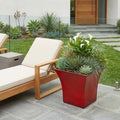Red Recycled Plastic Indoor Outdoor Square Pot Planter - 5-inch