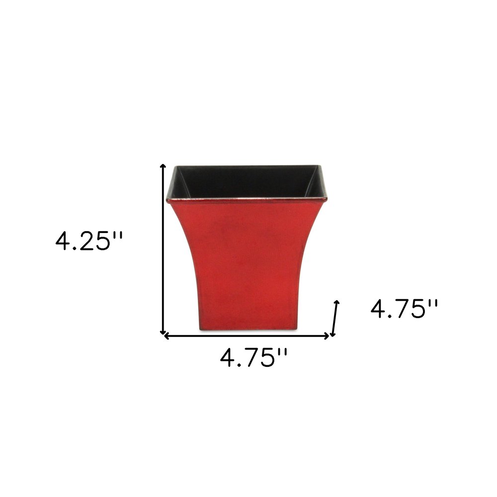 Red Recycled Plastic Indoor Outdoor Square Pot Planter - 5-inch