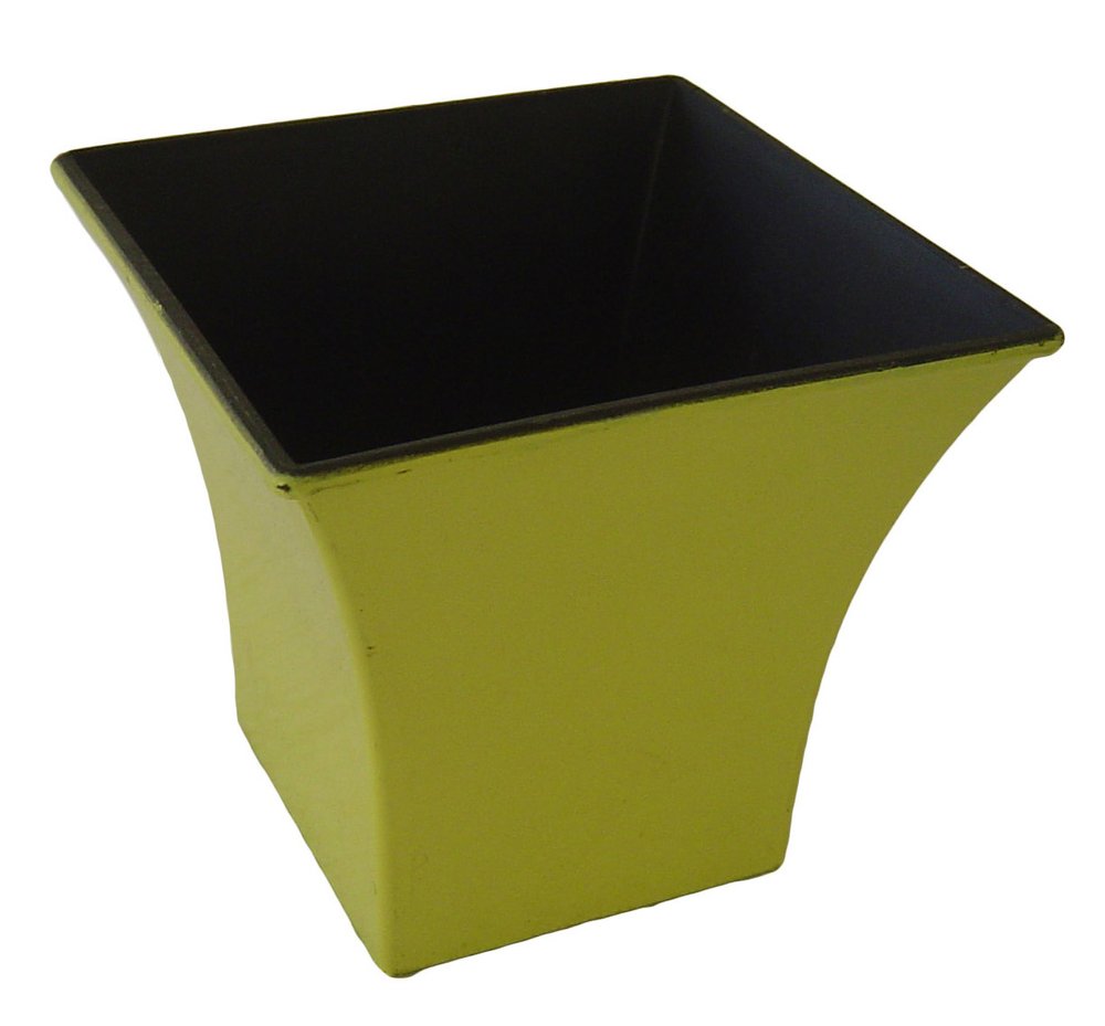 Yellow Recycled Plastic Indoor Outdoor Square Pot Planter - 5-inch