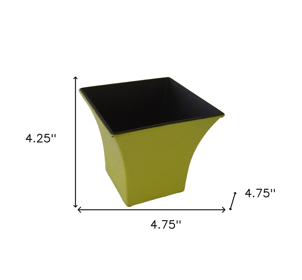 Yellow Recycled Plastic Indoor Outdoor Square Pot Planter - 5-inch
