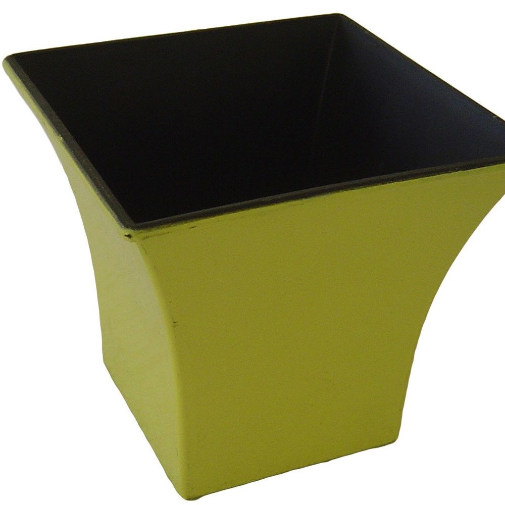 Yellow Recycled Plastic Indoor Outdoor Square Pot Planter - 5-inch
