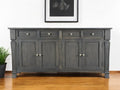 Dark Gray Solid Wood Four Drawer Sideboard with Four Doors - 72-inch